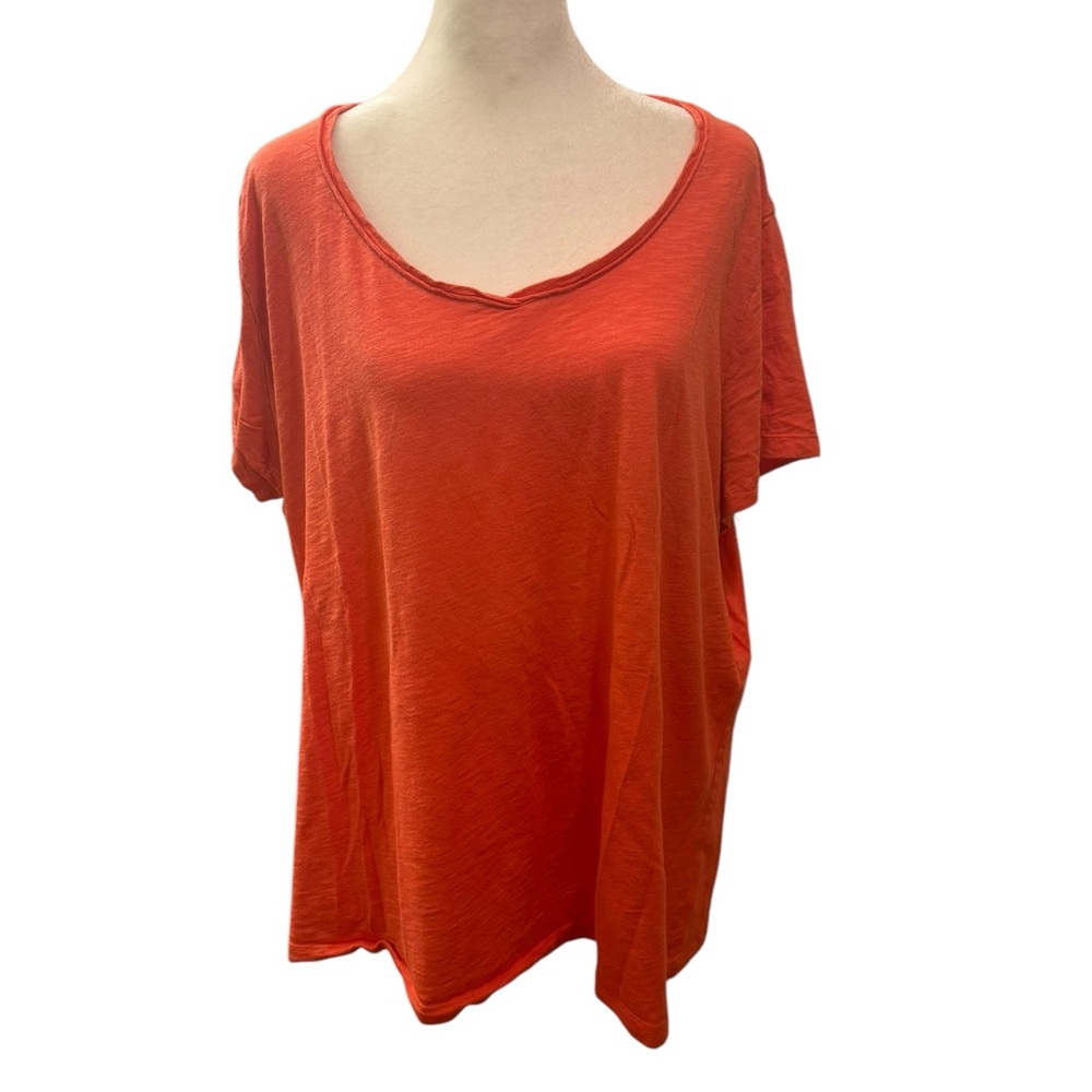 Eddie Bauer V-neck short sleeve cotton tee. Orange. Size T2X. VGUC